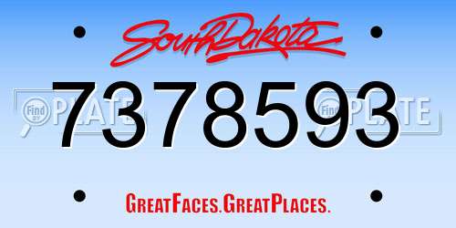 7378593 South Dakota License Plate
