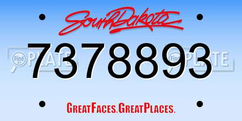 7378893 South Dakota License Plate