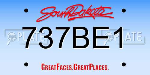 737BE1 South Dakota License Plate