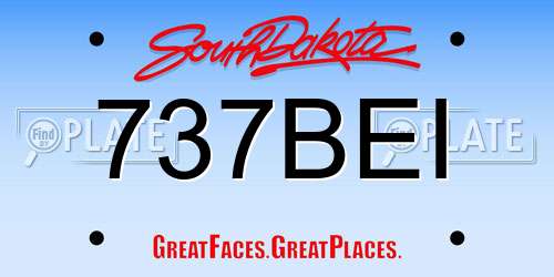 737BEI South Dakota License Plate