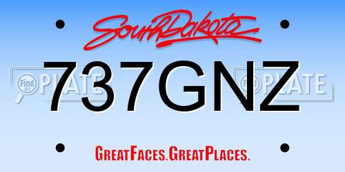 737GNZ South Dakota License Plate
