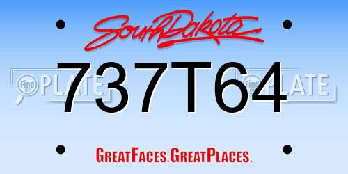 737T64 South Dakota License Plate