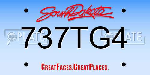 737TG4 South Dakota License Plate