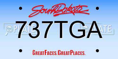 737TGA South Dakota License Plate
