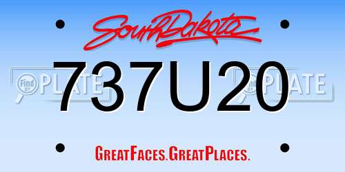 737U20 South Dakota License Plate
