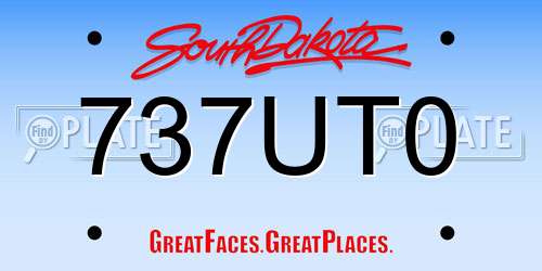 737UT0 South Dakota License Plate
