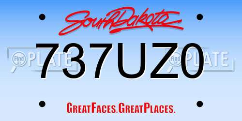 737UZ0 South Dakota License Plate