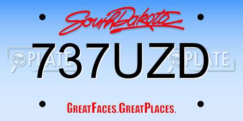 737UZD South Dakota License Plate