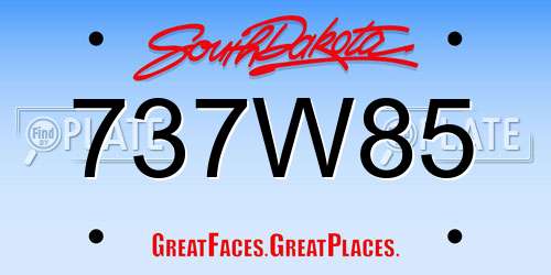 737W85 South Dakota License Plate