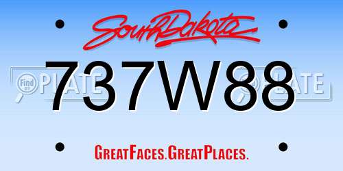 737W88 South Dakota License Plate