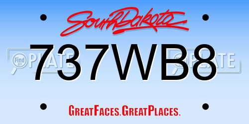 737WB8 South Dakota License Plate