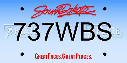 737WBS South Dakota License Plate