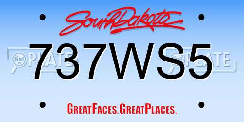 737WS5 South Dakota License Plate