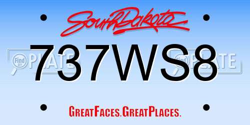 737WS8 South Dakota License Plate