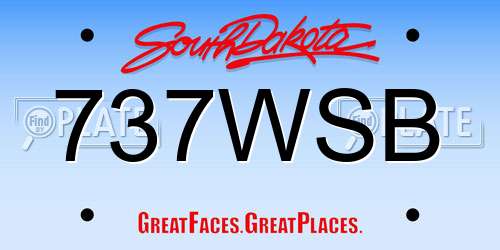 737WSB South Dakota License Plate