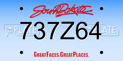 737Z64 South Dakota License Plate