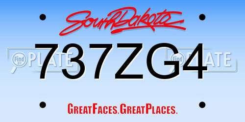 737ZG4 South Dakota License Plate