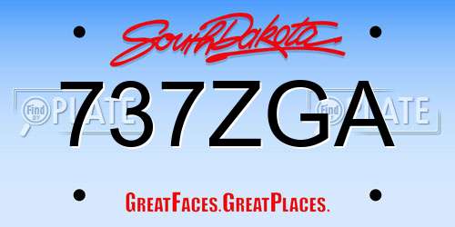 737ZGA South Dakota License Plate