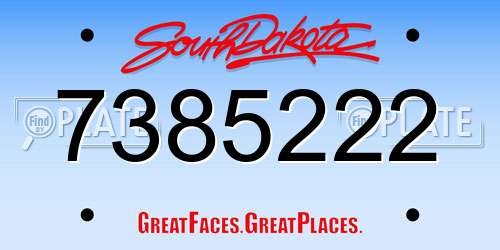 7385222 South Dakota License Plate