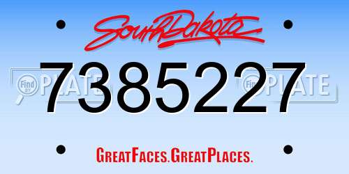 7385227 South Dakota License Plate