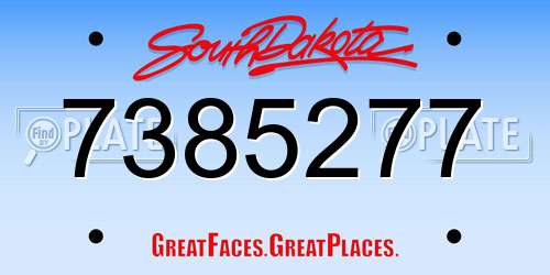 7385277 South Dakota License Plate