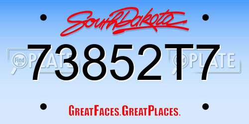 73852T7 South Dakota License Plate