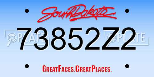 73852Z2 South Dakota License Plate