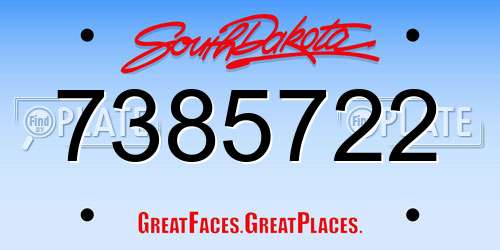 7385722 South Dakota License Plate