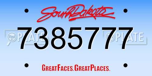7385777 South Dakota License Plate