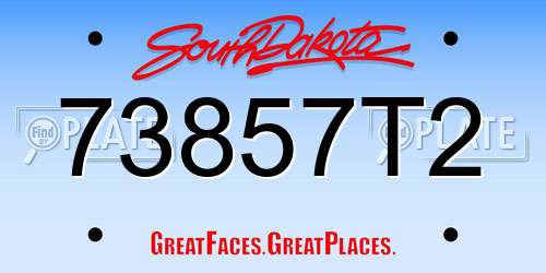 73857T2 South Dakota License Plate