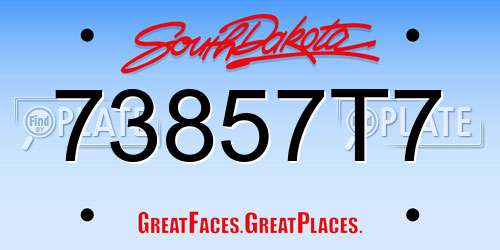 73857T7 South Dakota License Plate
