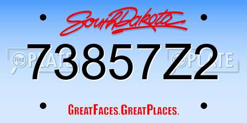 73857Z2 South Dakota License Plate