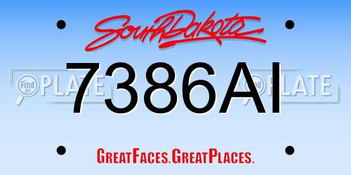 7386AI South Dakota License Plate
