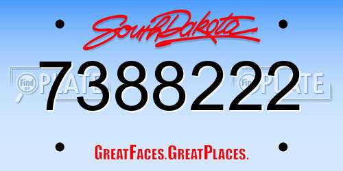 7388222 South Dakota License Plate
