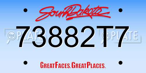 73882T7 South Dakota License Plate