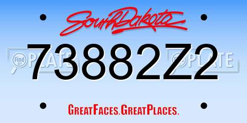 73882Z2 South Dakota License Plate