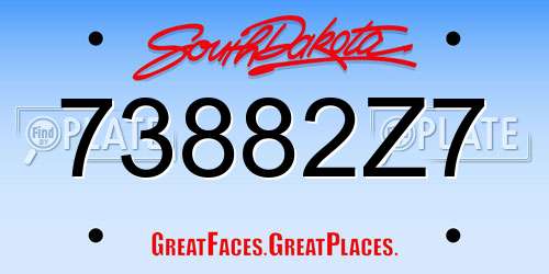73882Z7 South Dakota License Plate