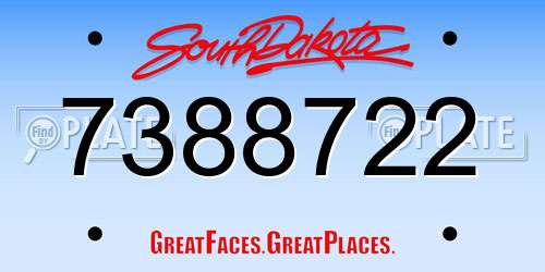 7388722 South Dakota License Plate