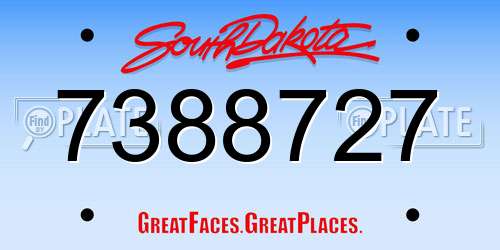 7388727 South Dakota License Plate