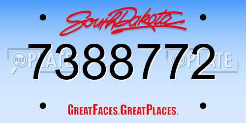 7388772 South Dakota License Plate