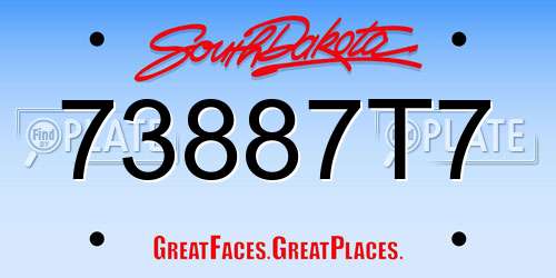 73887T7 South Dakota License Plate