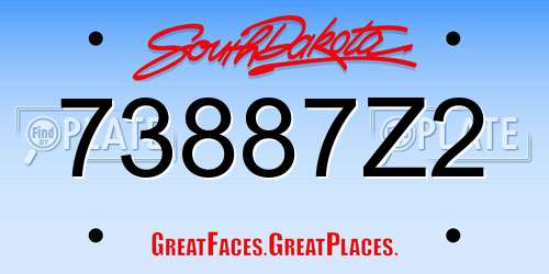 73887Z2 South Dakota License Plate