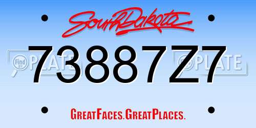 73887Z7 South Dakota License Plate