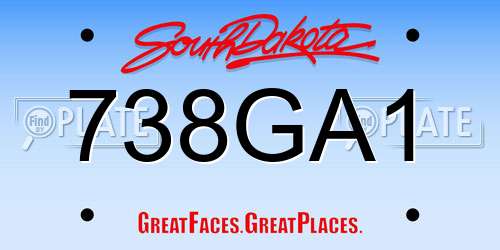 738GA1 South Dakota License Plate