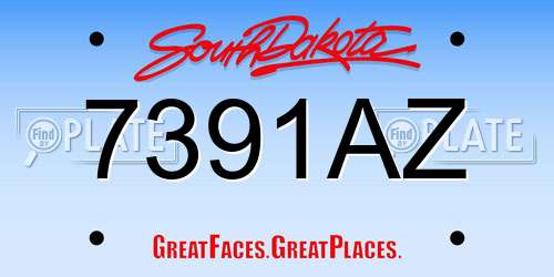 7391AZ South Dakota License Plate