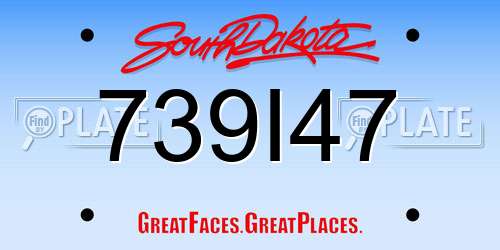 739I47 South Dakota License Plate