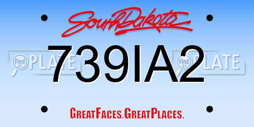 739IA2 South Dakota License Plate