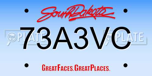 73A3VC South Dakota License Plate