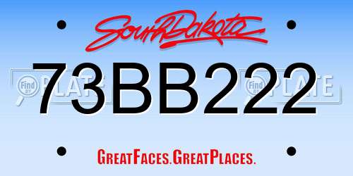 73BB222 South Dakota License Plate