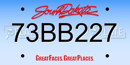 73BB227 South Dakota License Plate